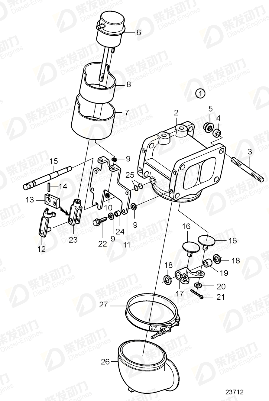 volvo penta Actuator 3840520 Drawing
